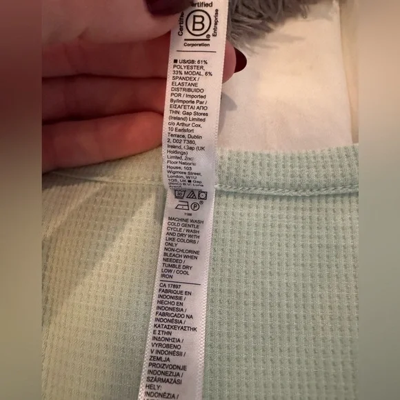 Athleta Wind Down Sleep Top Henley Long Sleeve Pajama Lounge Tee Green M - Picture 4 of 7